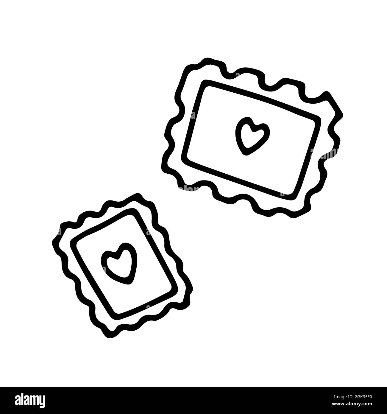 Doodle Postage Stamp with hearts. Hand drawn outline letter isolated on  white background. Sign of communication, message, mail, Valentines Day,  Februa Stock Vector Image & Art - Alamy