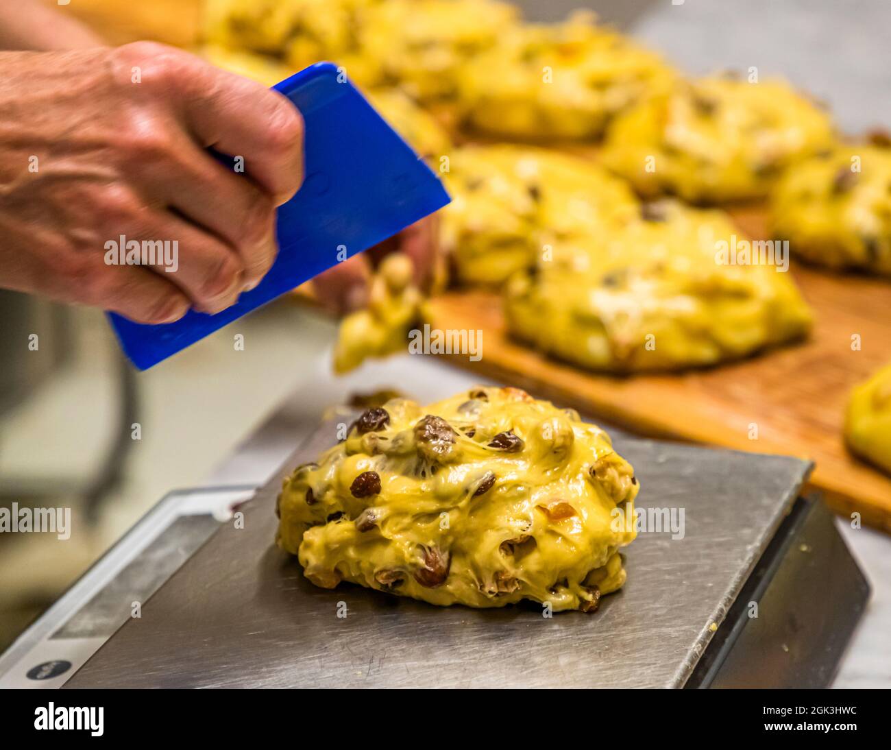 Panettone Prduction in the Pasticceria Marnin in Locarno, Switzerland. Circolo di Locarno, Switzerland Stock Photo