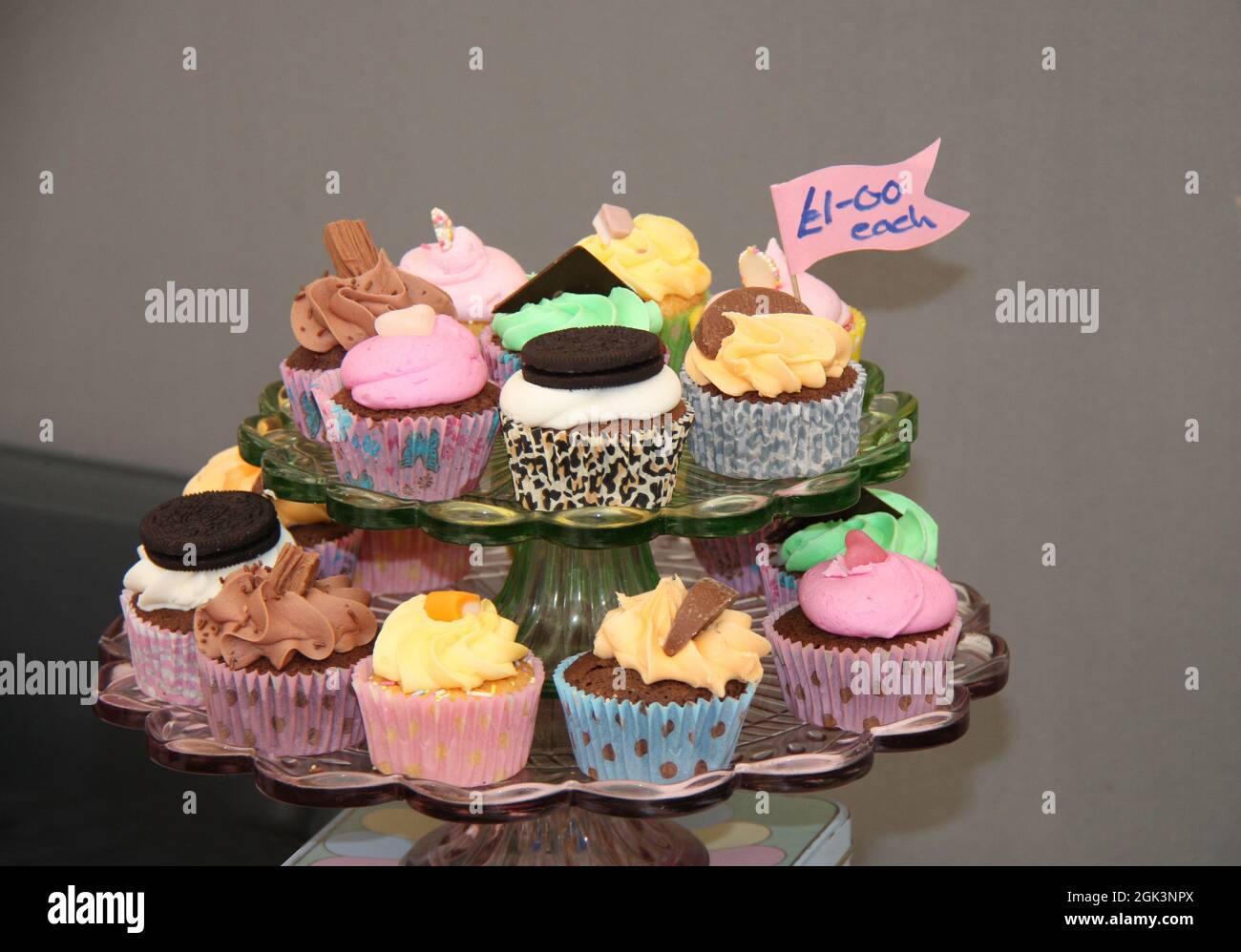 A Colourful Display of Cup Cakes for Sale Stock Photo Alamy