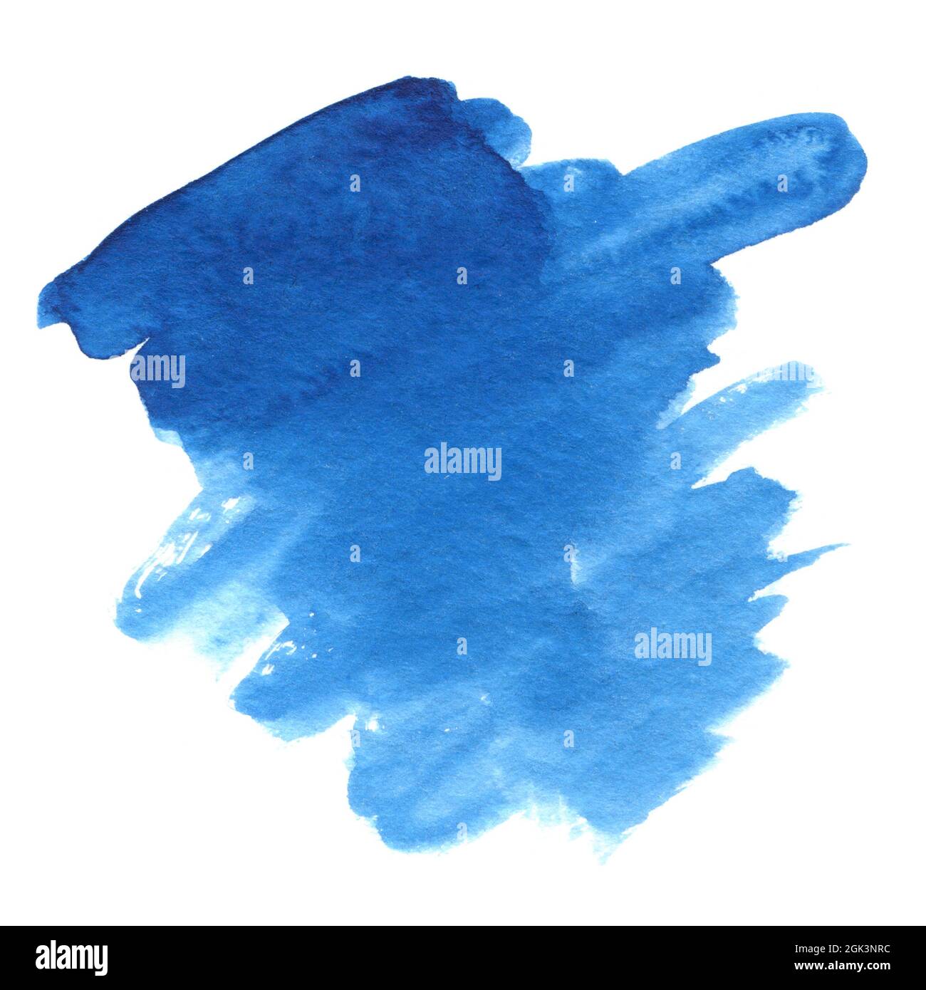 Blue watercolor brush stroke isolated on a white background. Design ...