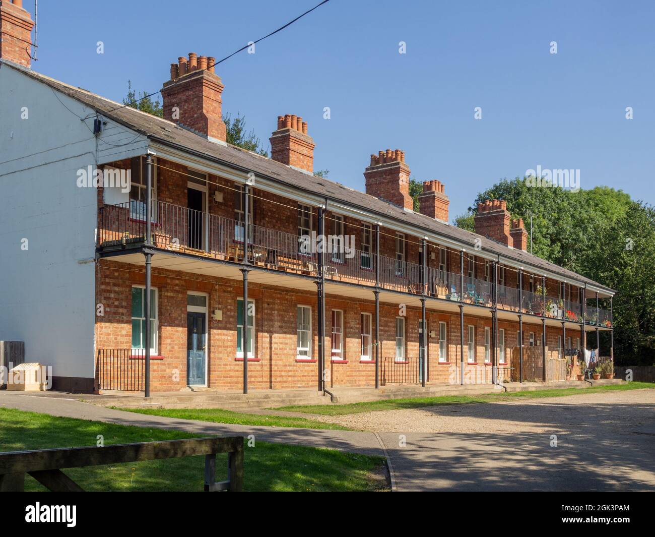 19th century former firemans' quarters for Weedon Depot, Weedon Bec, Northamptonshire, UK; now council flats Stock Photo
