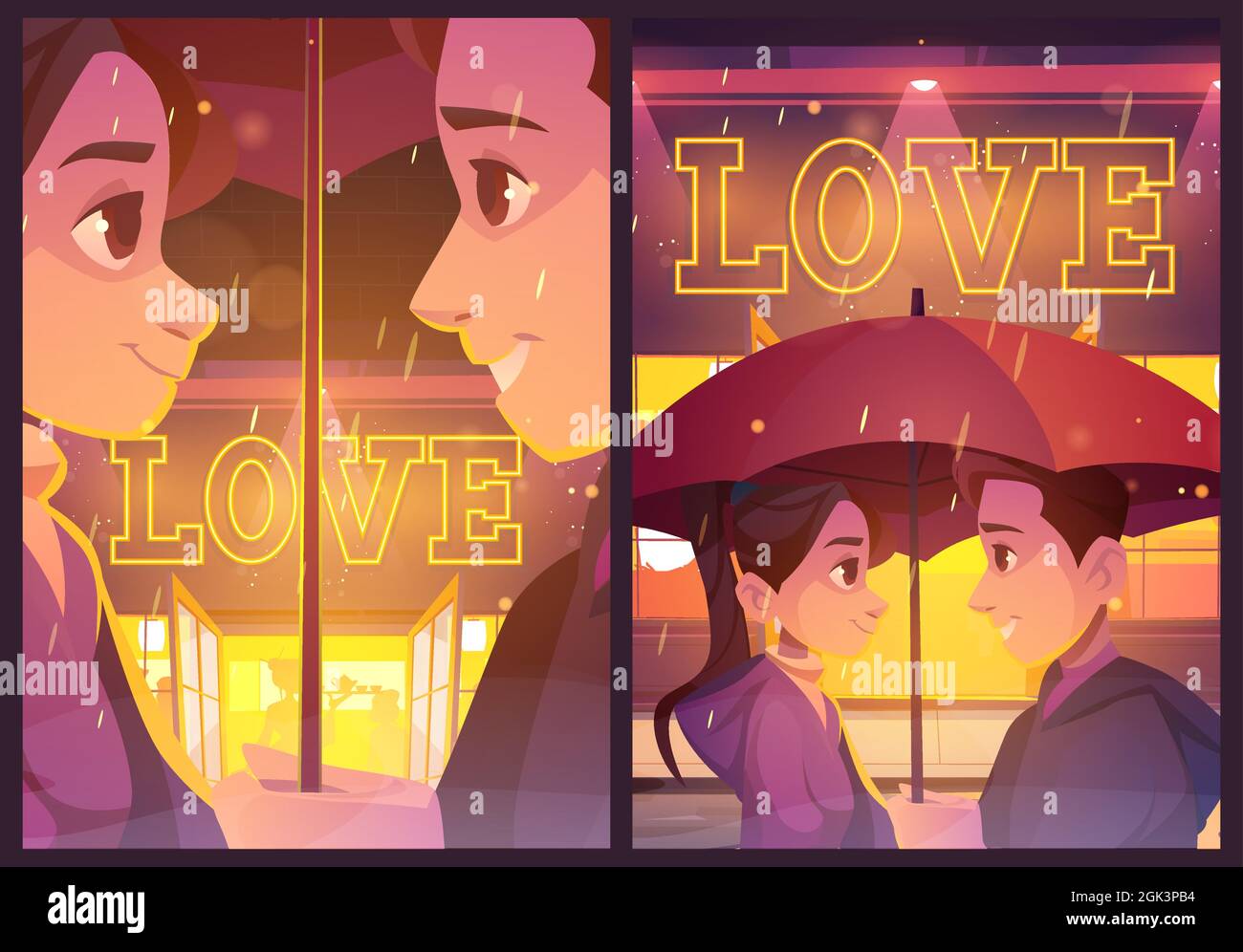 Romantic cartoon couple in rain hi-res stock photography and images - Alamy Romantic cartoon couple in rain hi-res stock photography and images - Alamy