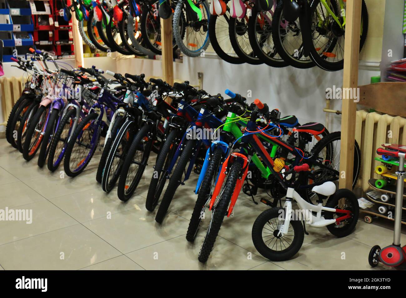 Bicycles for children in shop Stock Photo Alamy