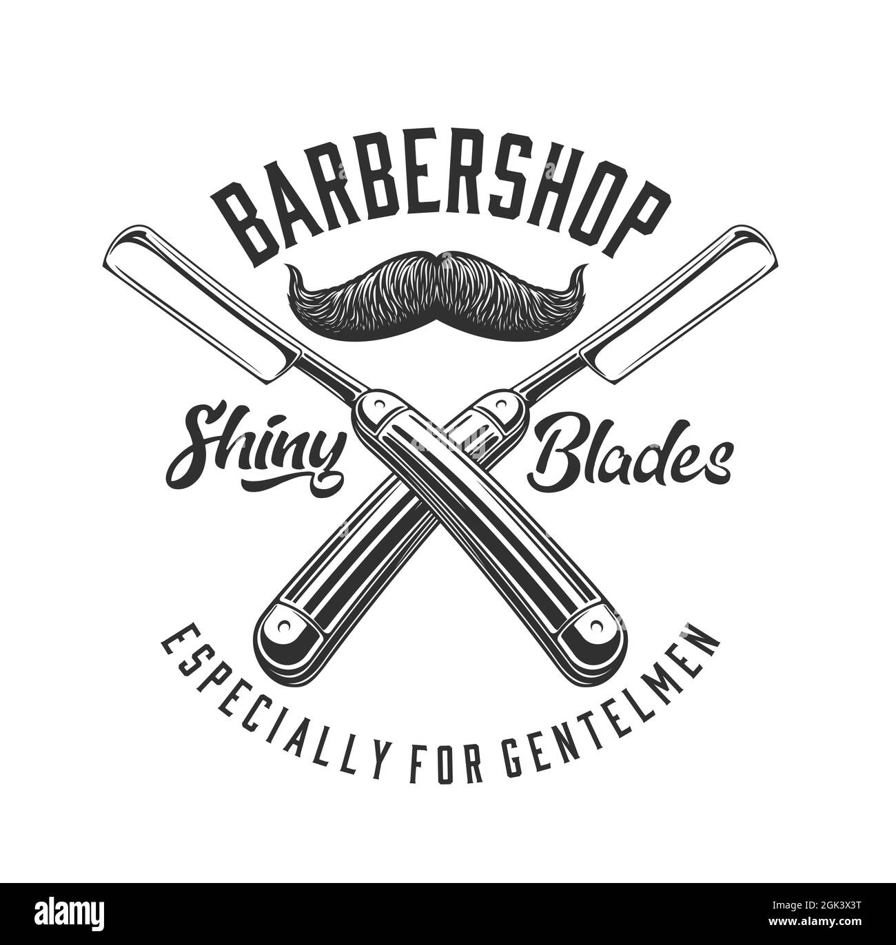 straight razor and mustache icon of barber shop vector