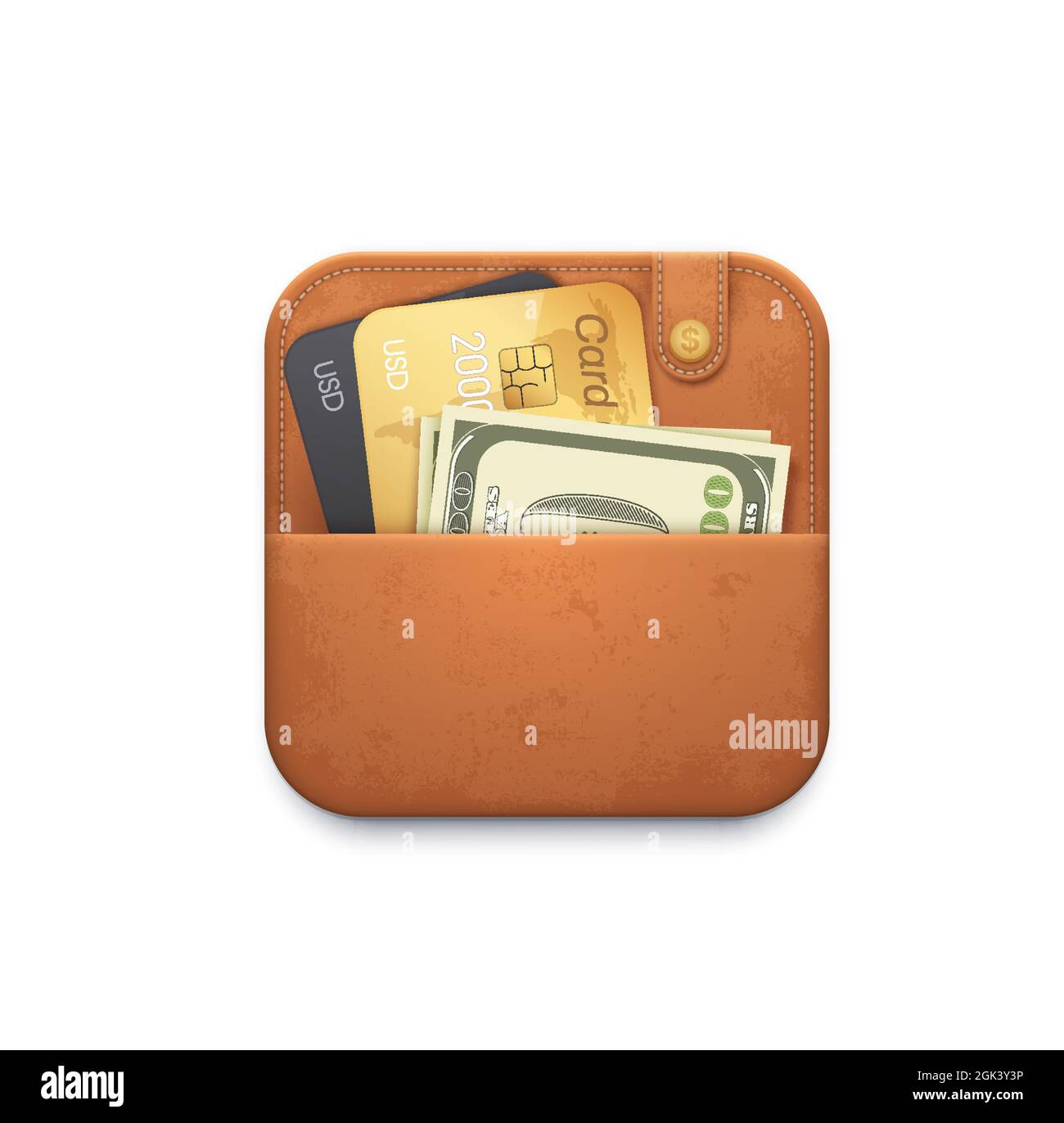 leather wallet purse icon with credit cards and cash money vector icon finance application interface button ui 3d design element for bank app cashb 2GK3Y3P