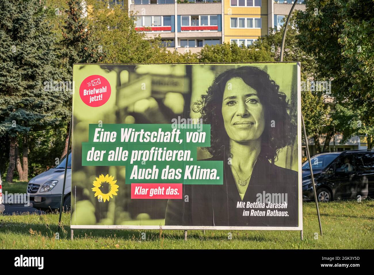 Wahlplakat, Bettina Jarasch, Die Grünen, Wahlen zum Berliner Abgeordnetenhaus, Berlin, Deutschland Stock Photo