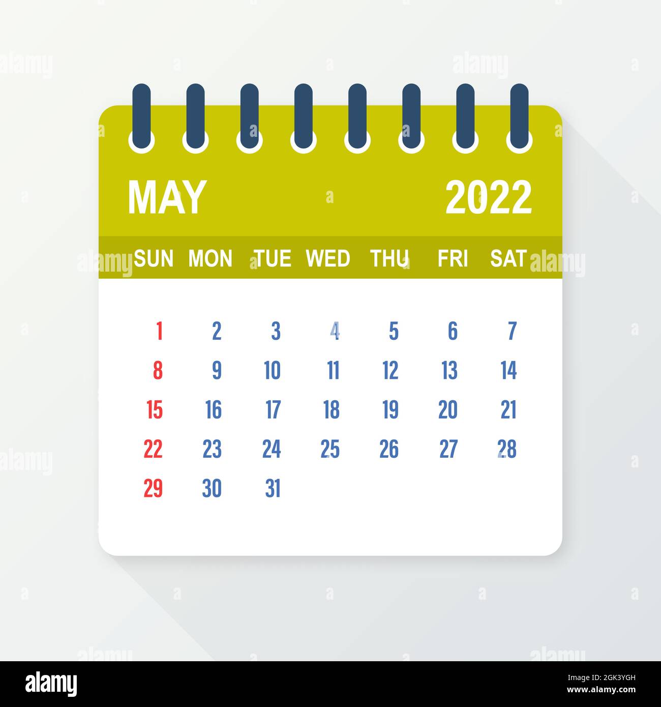 May 2022 Calendar Leaf Calendar 2022 In Flat Style Vector