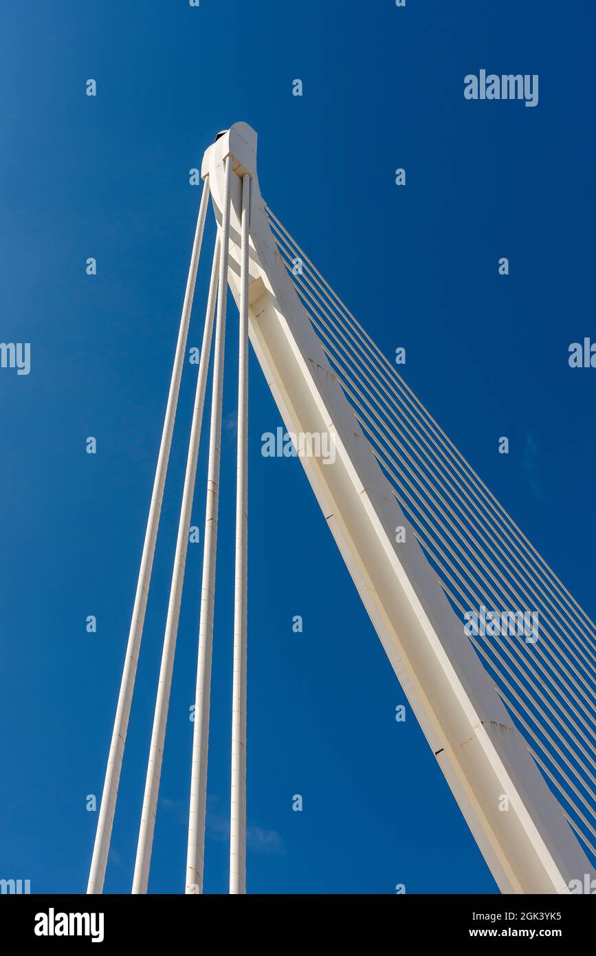 Cable-stayed Assut de l'Or Bridge, City of Arts and Sciences, Valencia, Spain Stock Photo