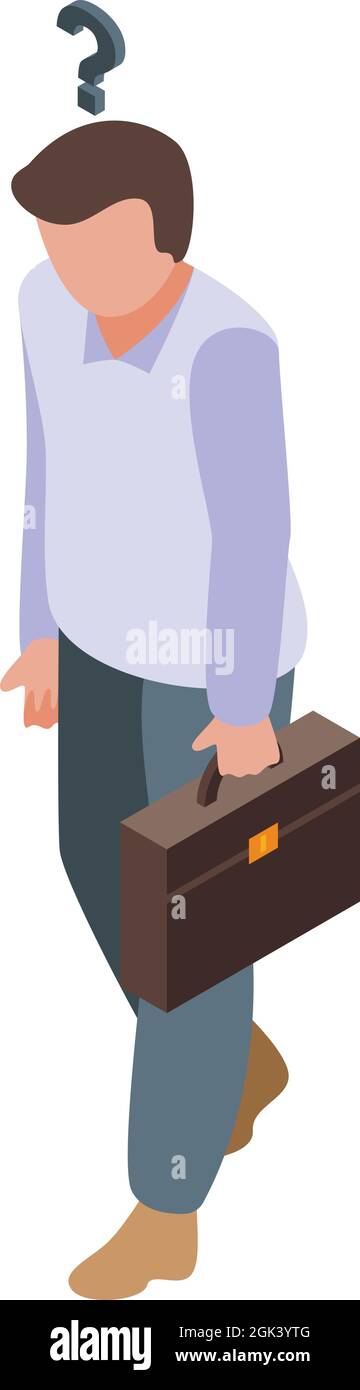 Hard question icon isometric vector. Mark loss. Call man Stock Vector