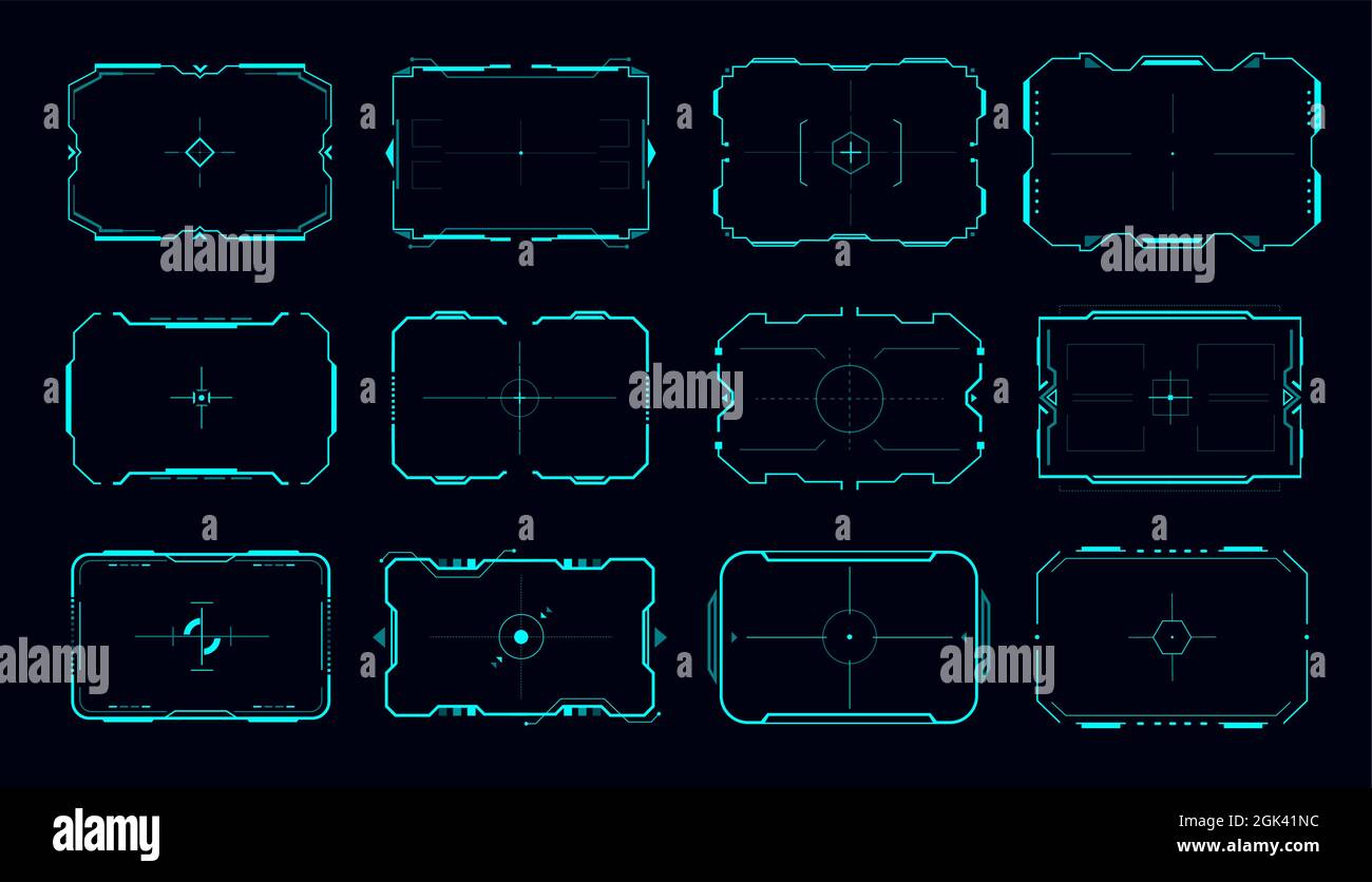 HUD vector frame of aim control panel and target screen borders. Sci fi ...