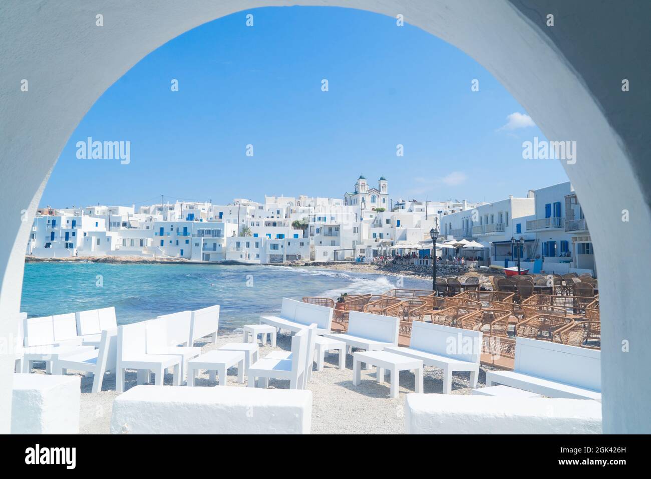 Naoussa waterfront, Paros Greece Stock Photo