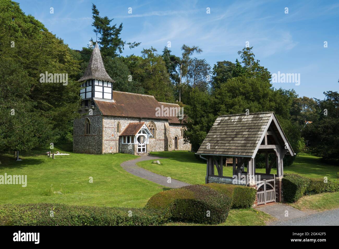 Linkenholt church and lychgate, Linkenholt, near Andover, Hampshire, England, United Kingdom, Europe Stock Photo