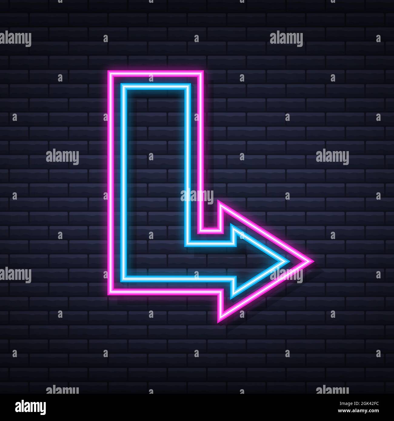 3d blue neon arrow on dark backdrop. Vector white light. Graphic color ...