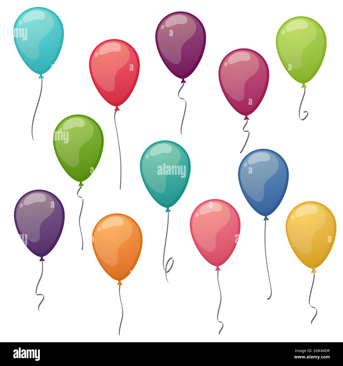 eps vector collection of twelve different colored flying party balloons Stock Vector