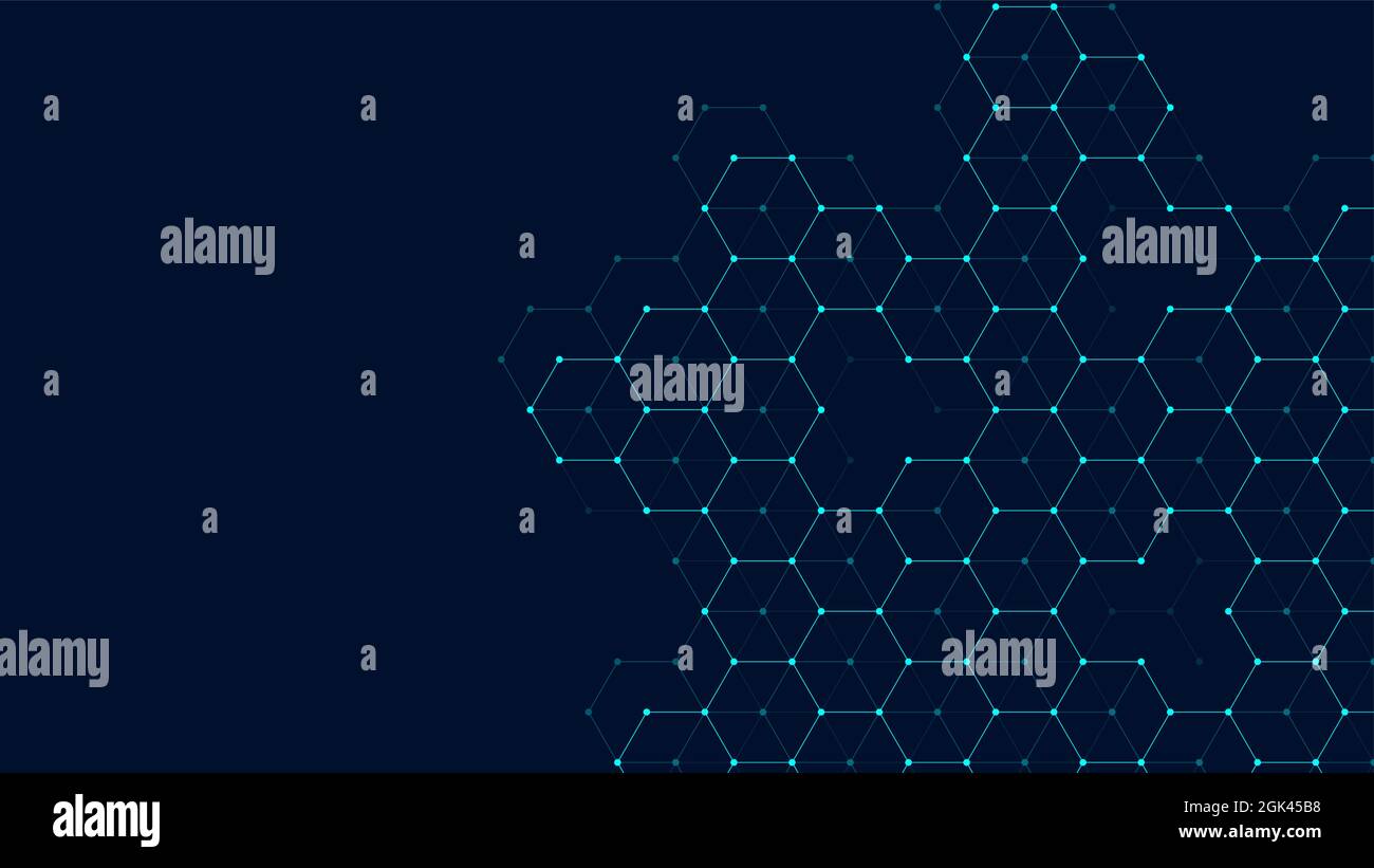 Technology abstract lines and dots connect background with hexagons ...