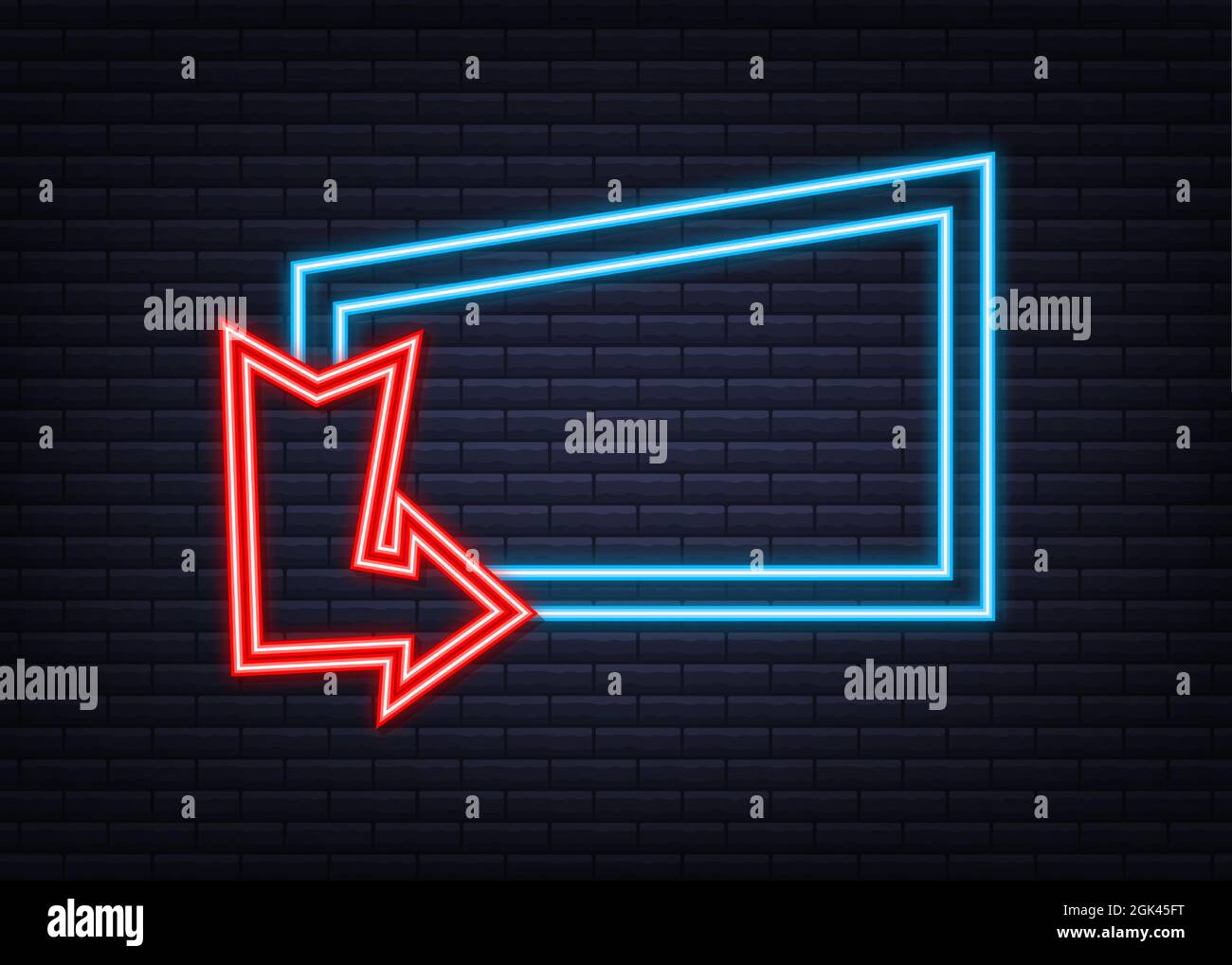 3d blue neon arrow on dark backdrop. Vector white light. Graphic color ...