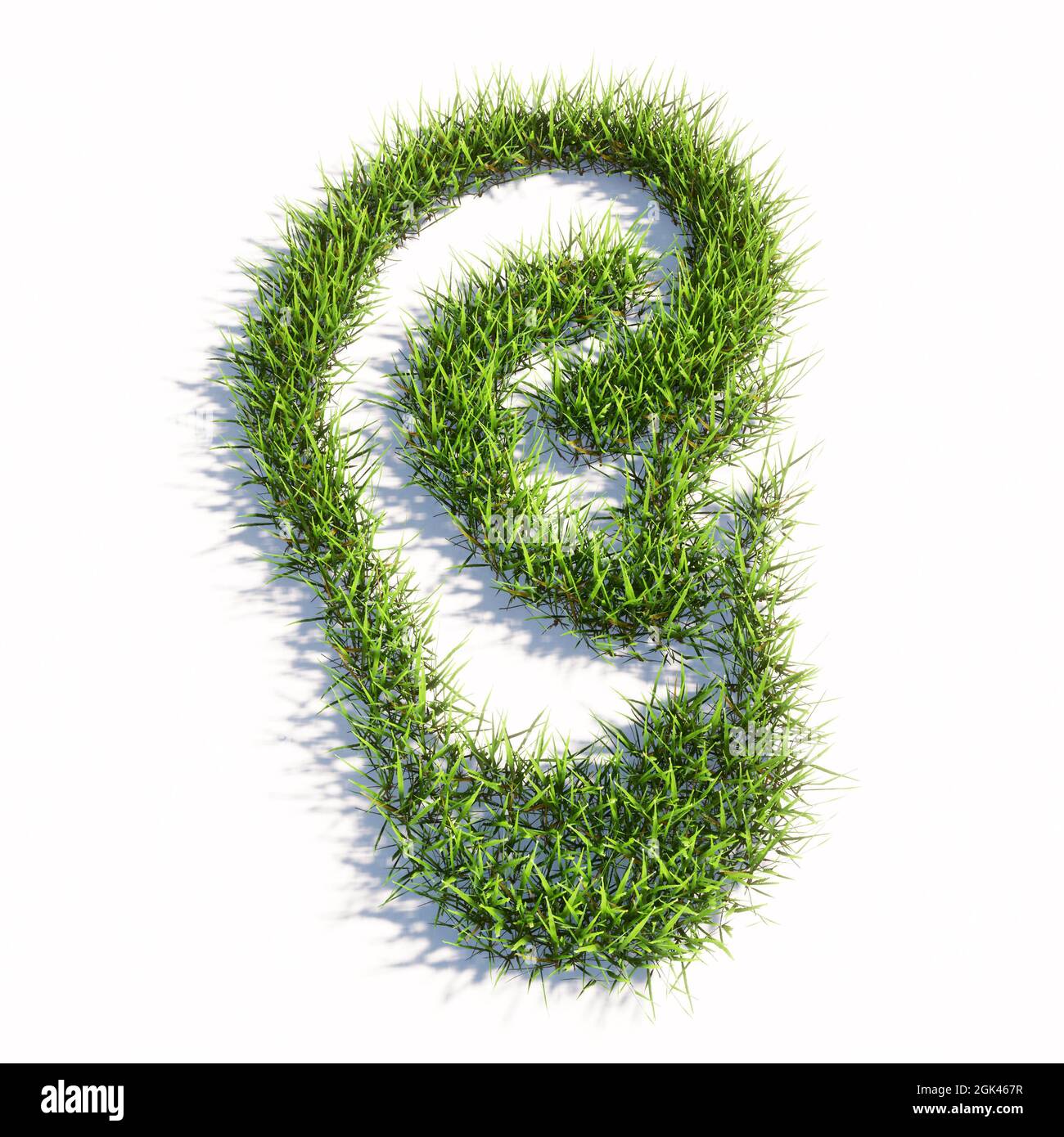 Concept or conceptual green summer lawn grass isolated on white background, sign of an ear.  A 3d illustration metaphor for hearing loss, tinnitus Stock Photo