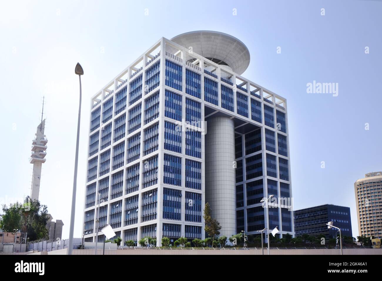 Modern building on blue sky background Stock Photo - Alamy