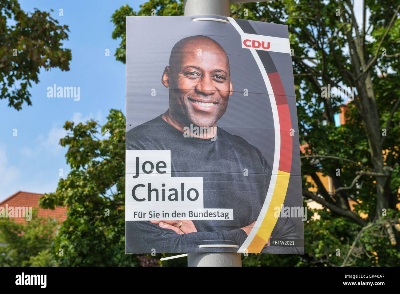 Wahlplakat Joe Chialo, Spandau, Berlin, Deutschland Stock Photo