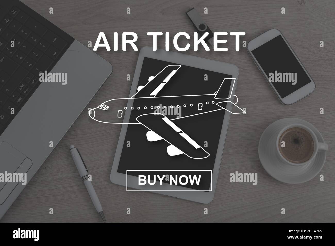 Air ticket booking concept illustrated by a picture on background Stock ...