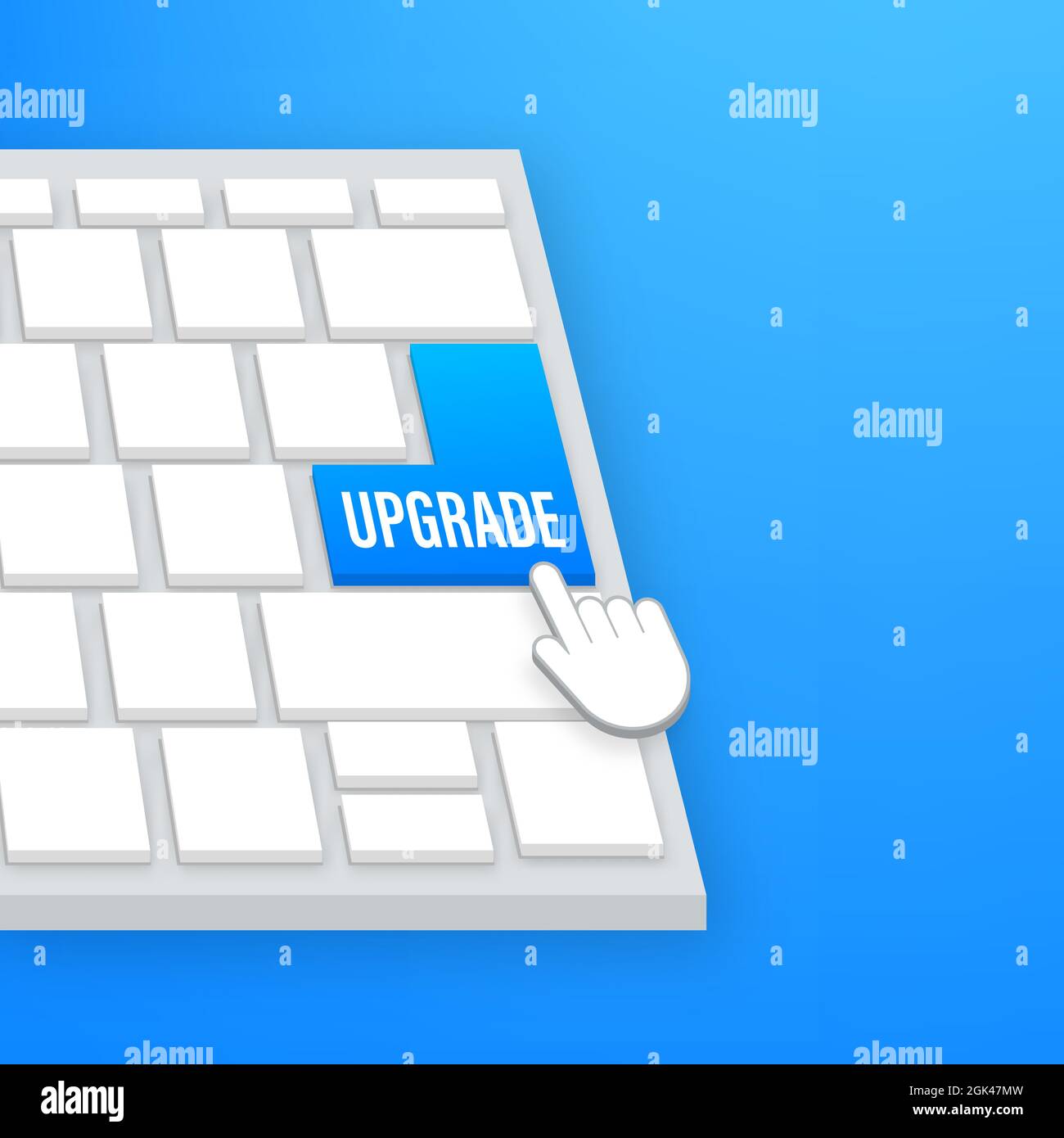Upgrade blue square button on keaboard. Vector stock illustration. Stock Vector