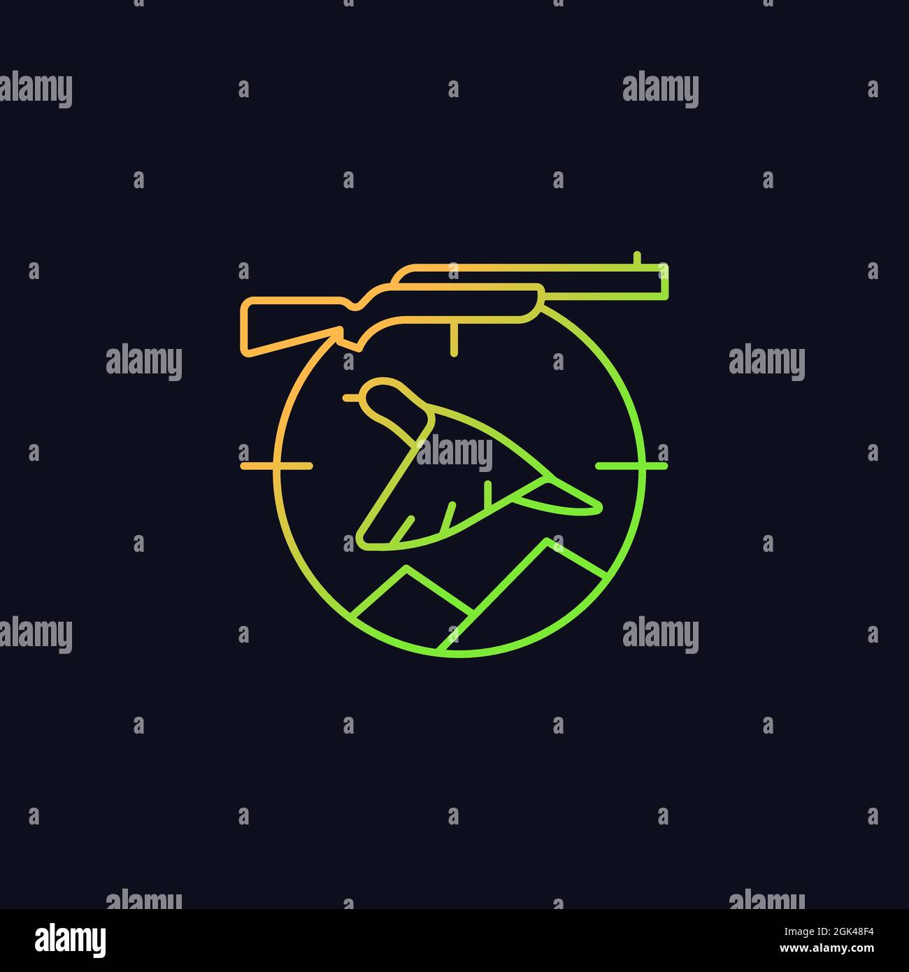 Upland hunting gradient vector icon for dark theme Stock Vector