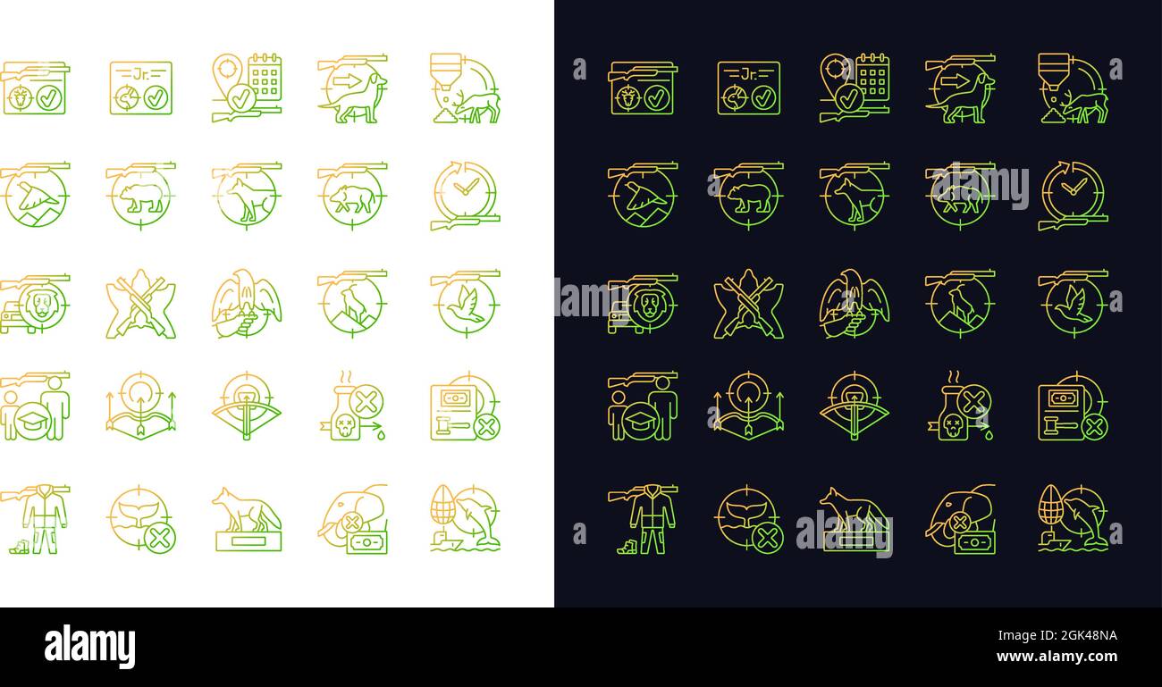 Hunting gradient icons set for dark and light mode Stock Vector