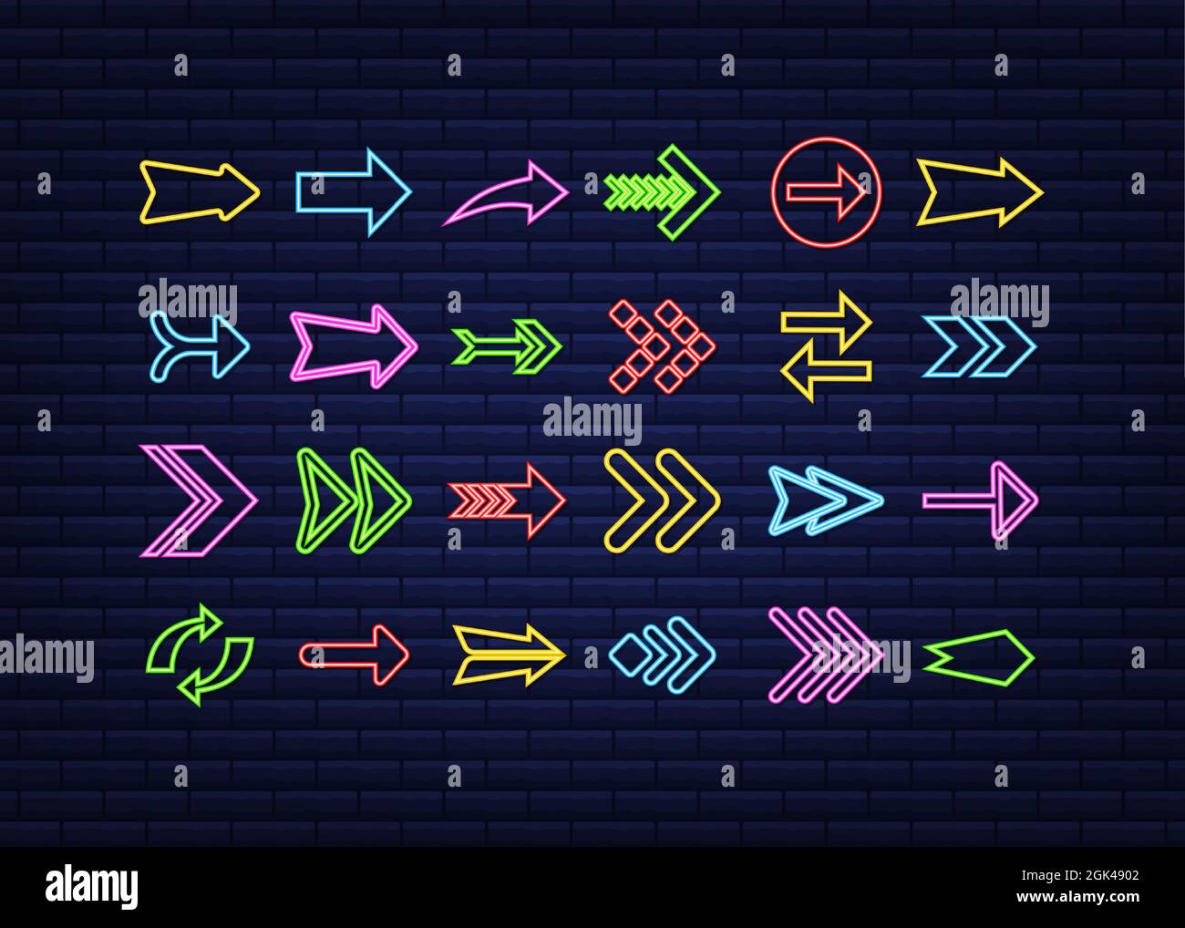 3d blue neon arrow set on dark backdrop. Vector white light. Graphic ...