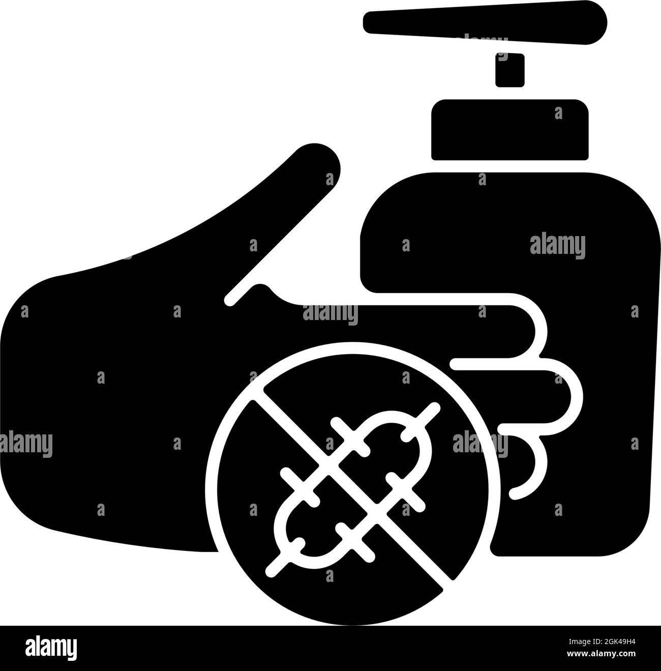 Antiseptic hand washing black glyph icon Stock Vector
