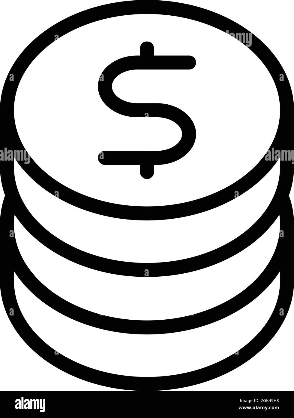 Coin stack icon outline vector. Money currency. Cash finance Stock ...