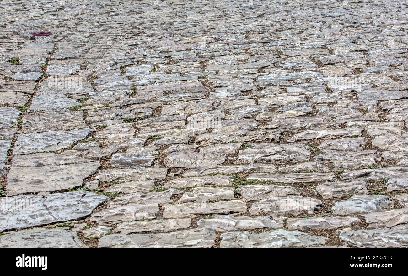 old stone road. Stone road texture. Selctive focus Stock Photo
