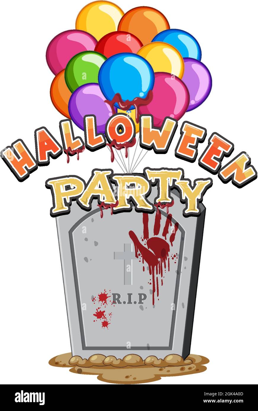Halloween Party text design with grave stone illustration Stock Vector ...