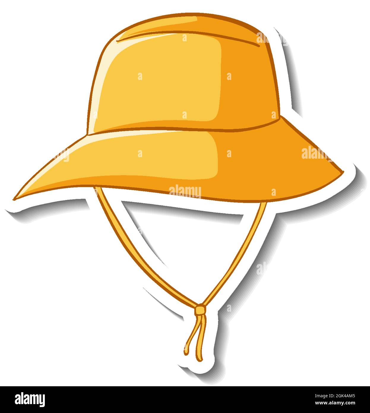A sticker template with a yellow bucket hat isolated illustration Stock