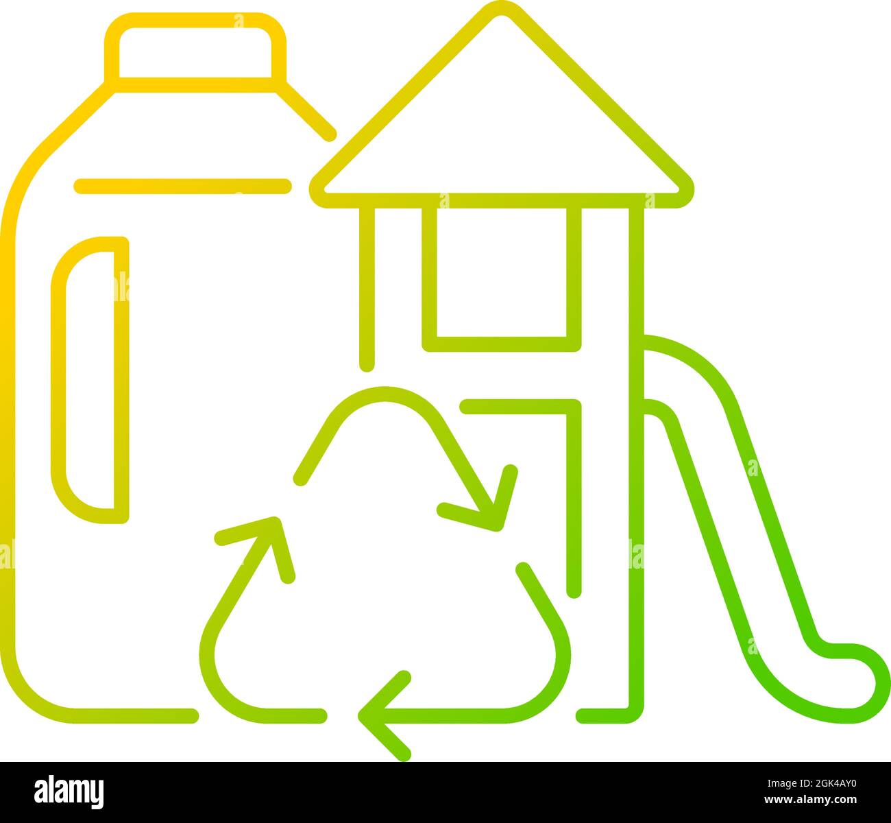 Playsets from plastic milk bottles gradient linear vector icon Stock Vector