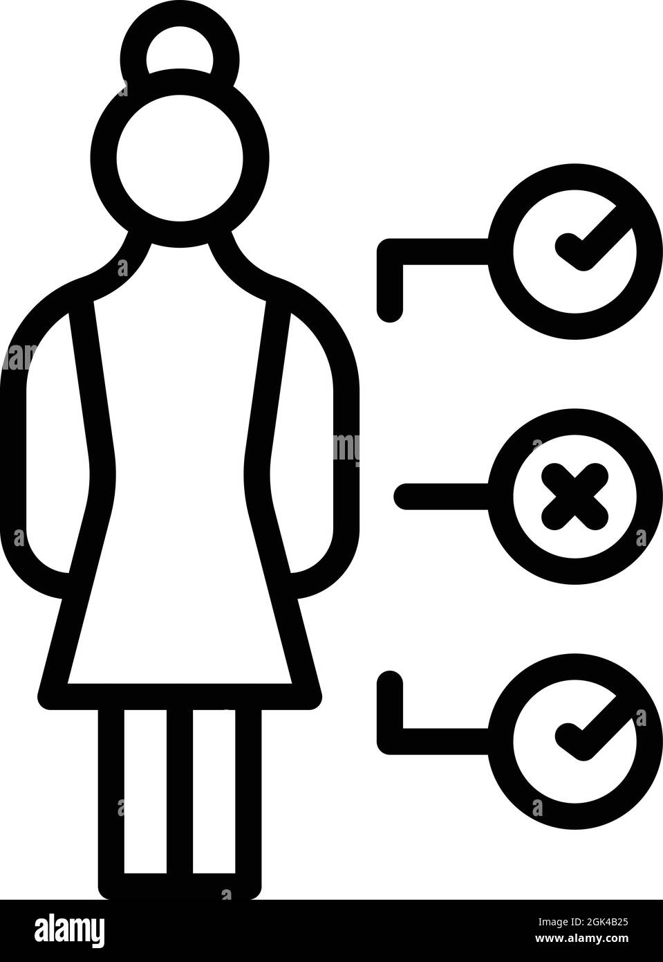 Female discrimination icon outline vector. Gender balance. Feminism prejudice Stock Vector