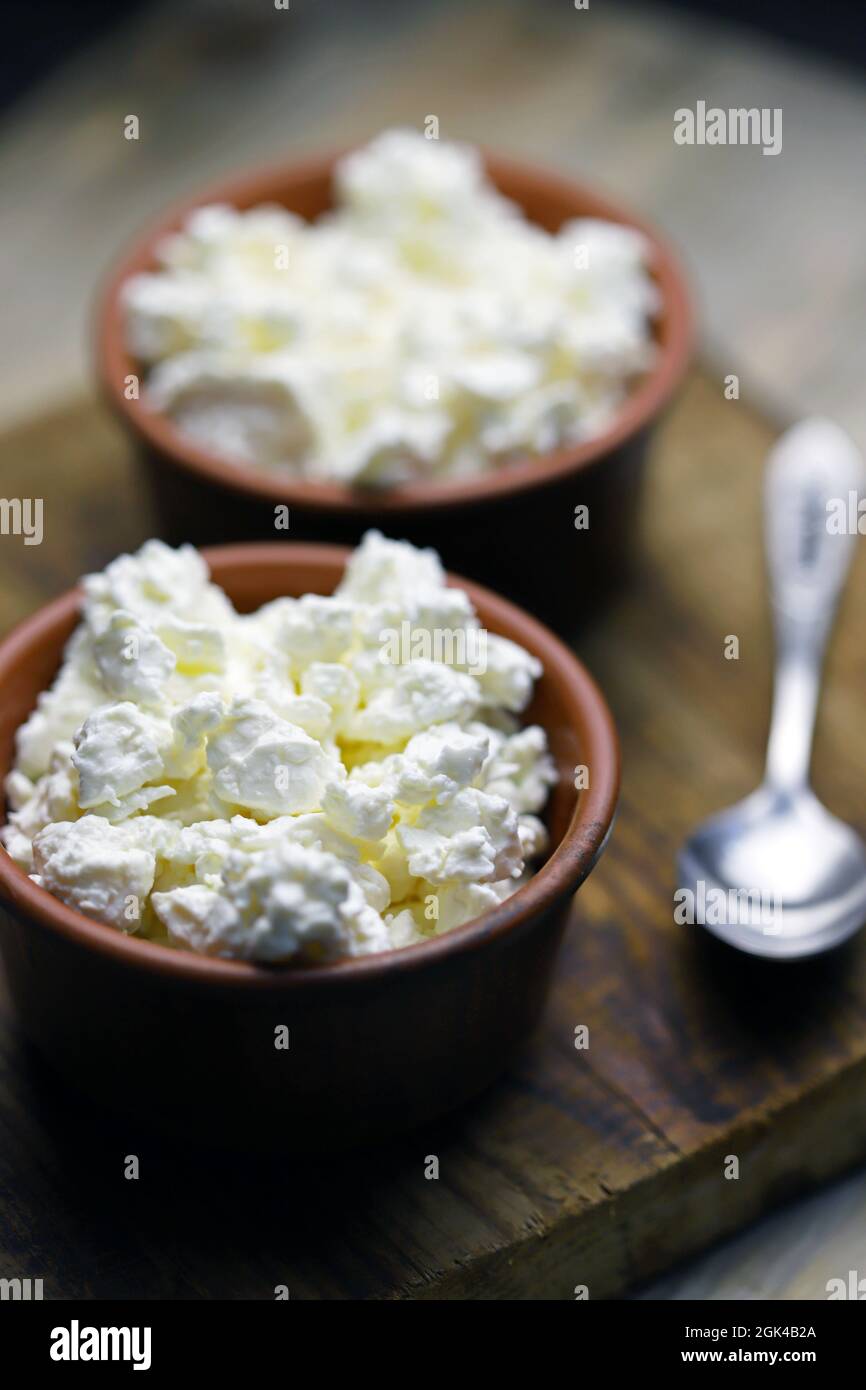 Fresh homemade cottage cheese. Dairy products Stock Photo Alamy
