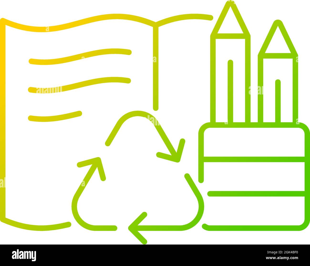 Stationery from recycled magazines gradient linear vector icon Stock Vector