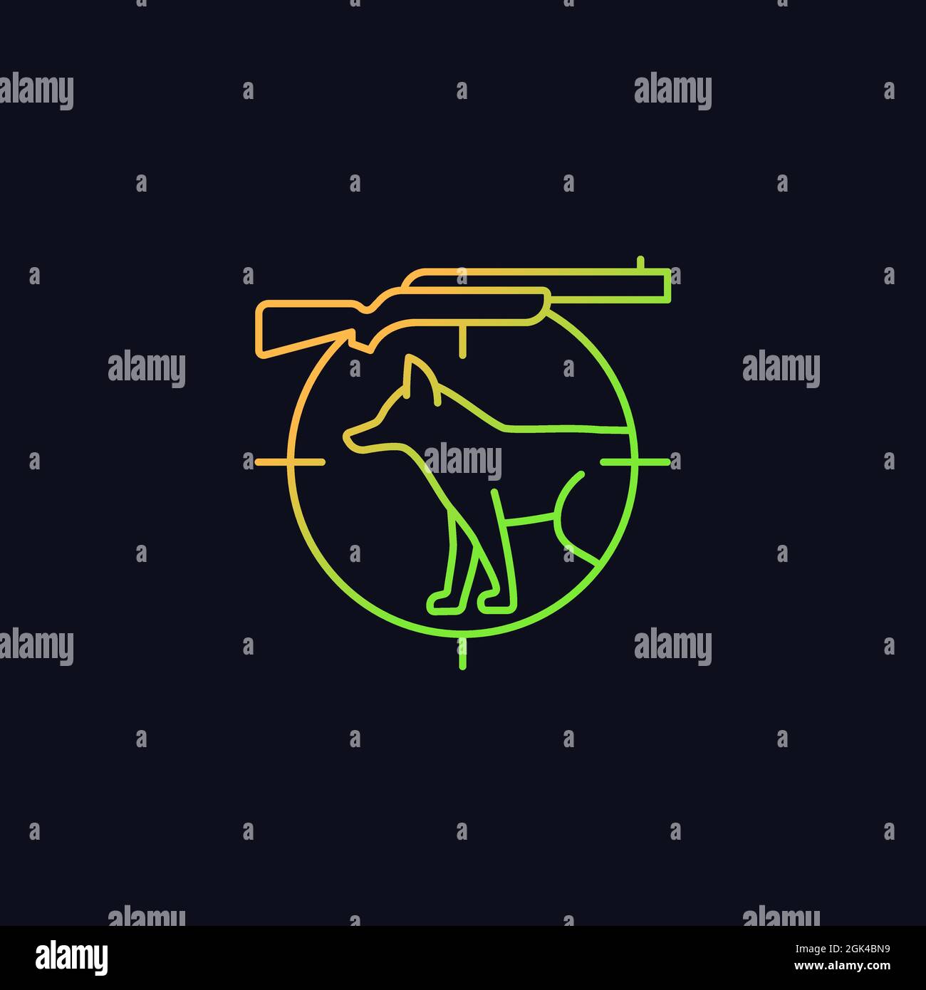Small game hunting gradient vector icon for dark theme Stock Vector