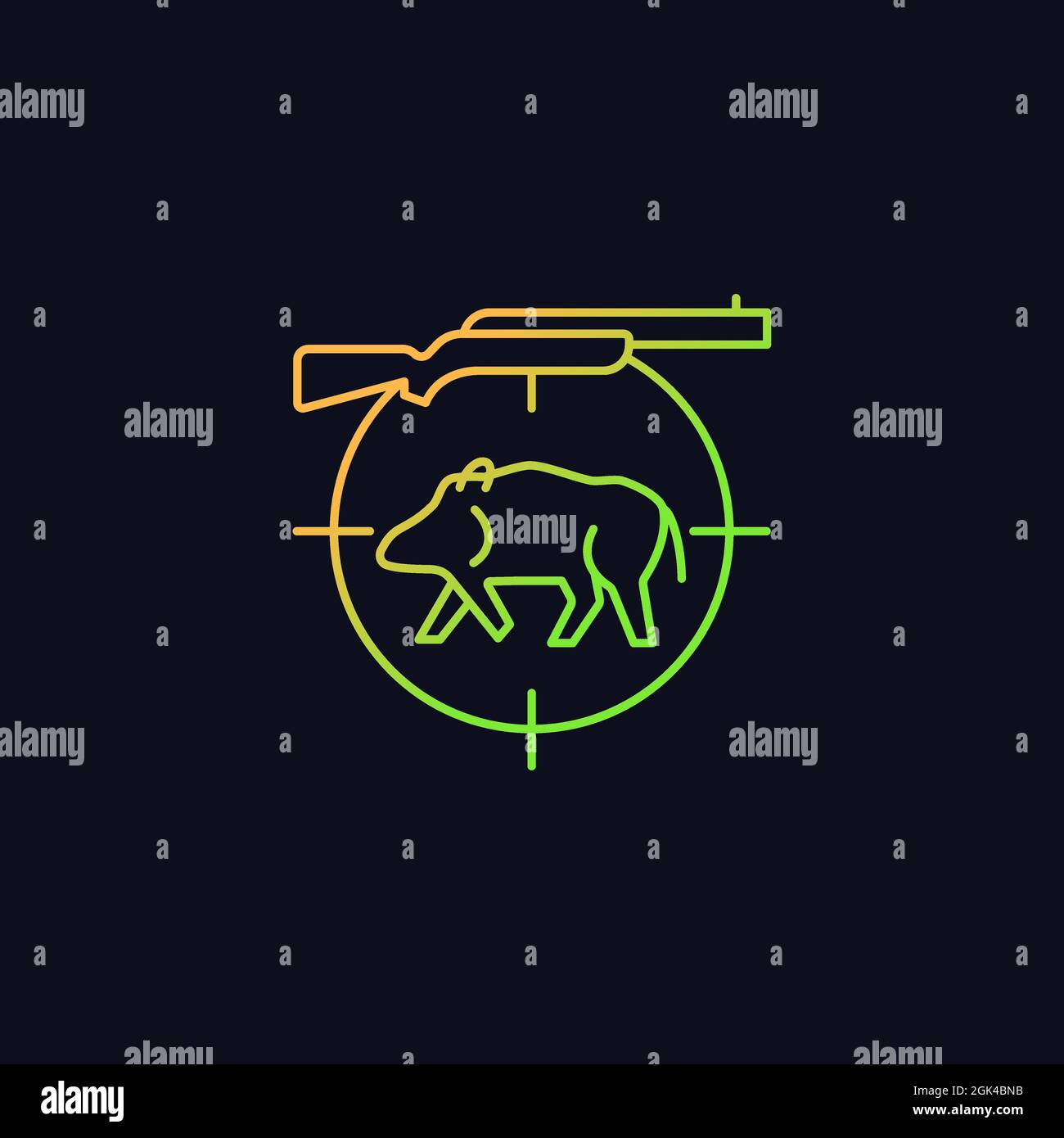 Wild boar hunting gradient vector icon for dark theme Stock Vector