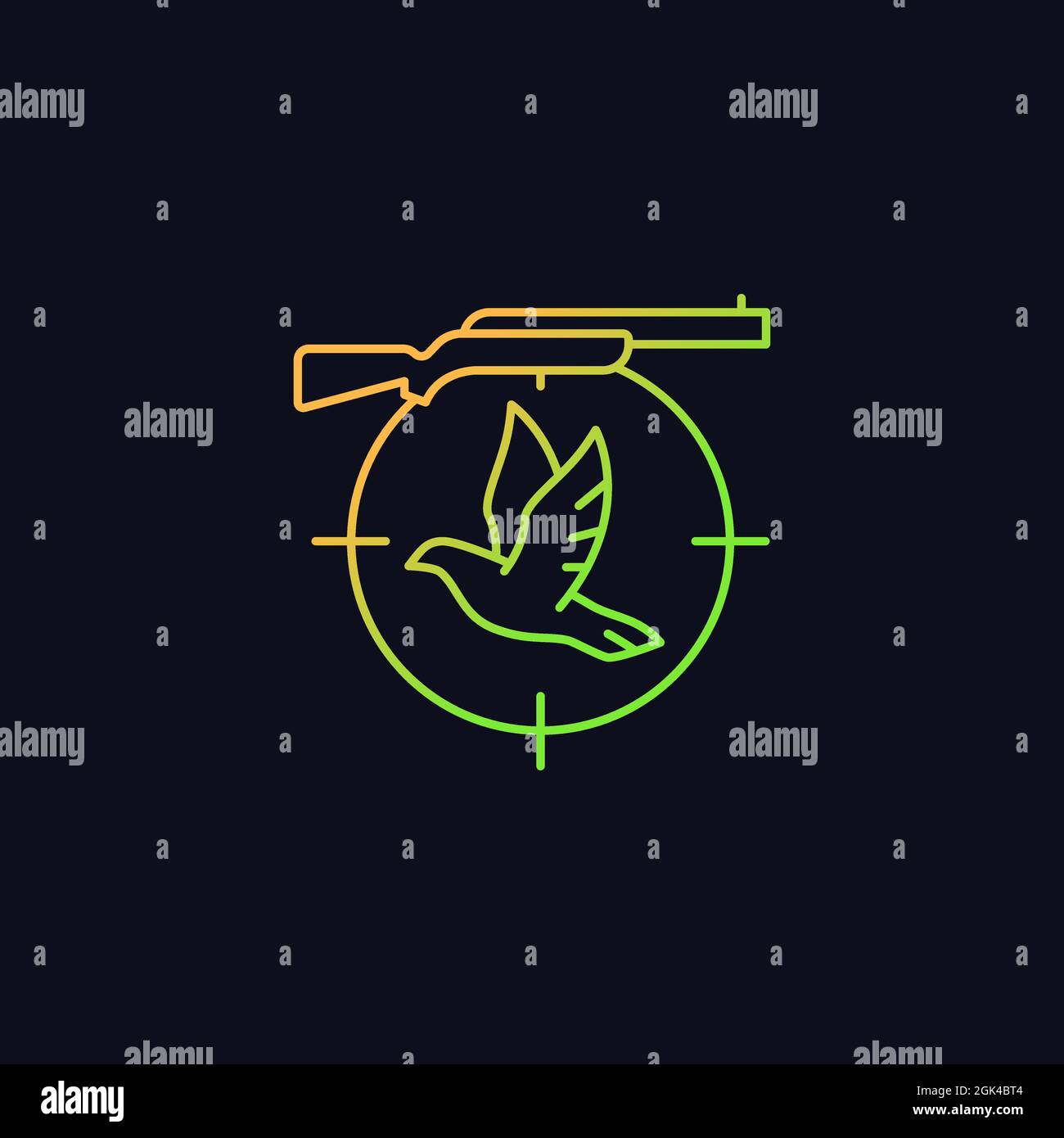 Pigeon shooting gradient vector icon for dark theme Stock Vector