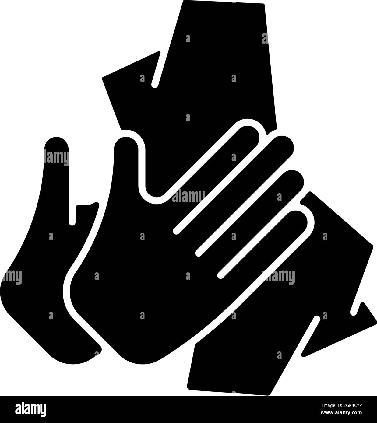 Dry hands with tissue black glyph icon Stock Vector