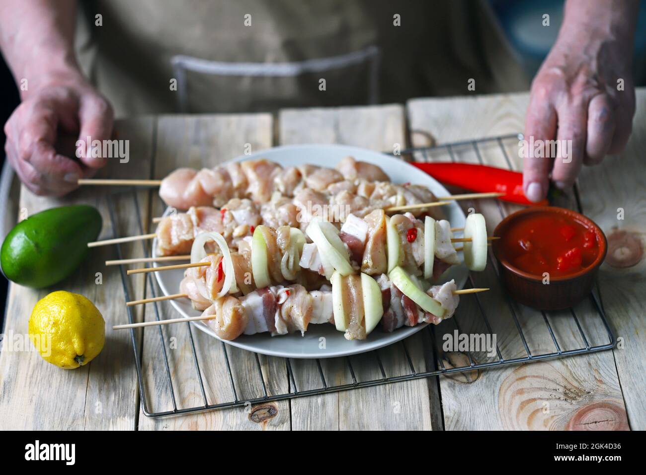 Raw kebab on sticks hires stock photography and images Alamy