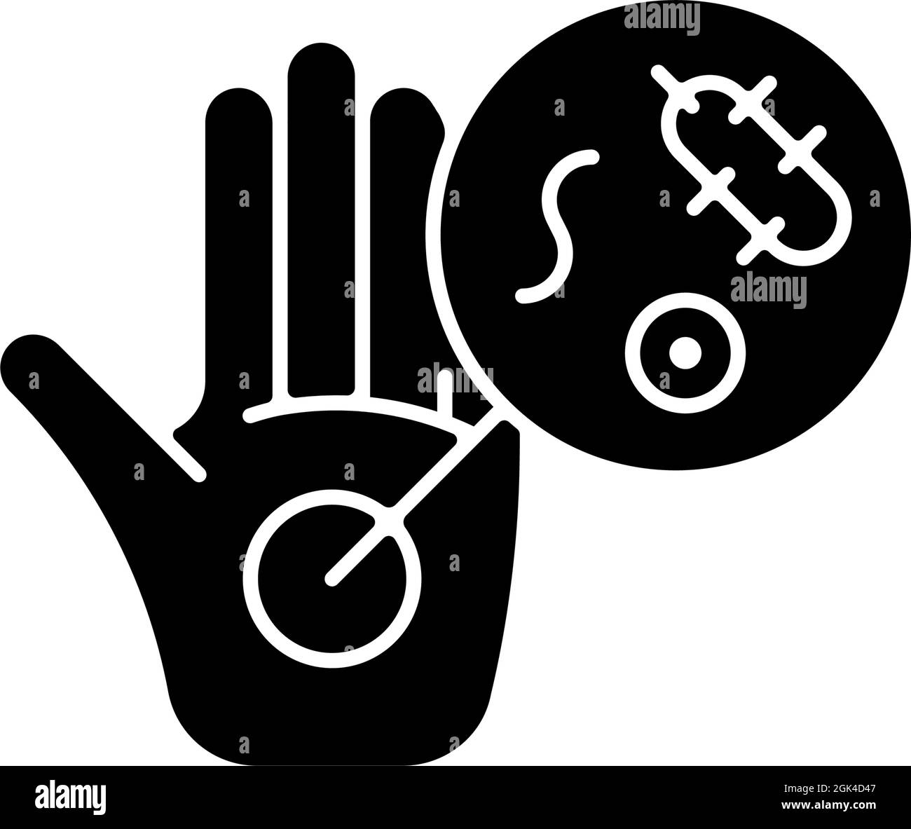 Dirty hands black glyph icon Stock Vector