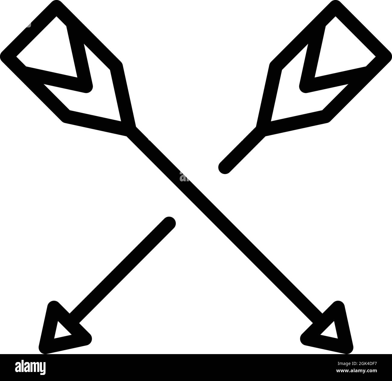 Crossed arrows icon outline vector. Archery bow. Bow arrowhead Stock