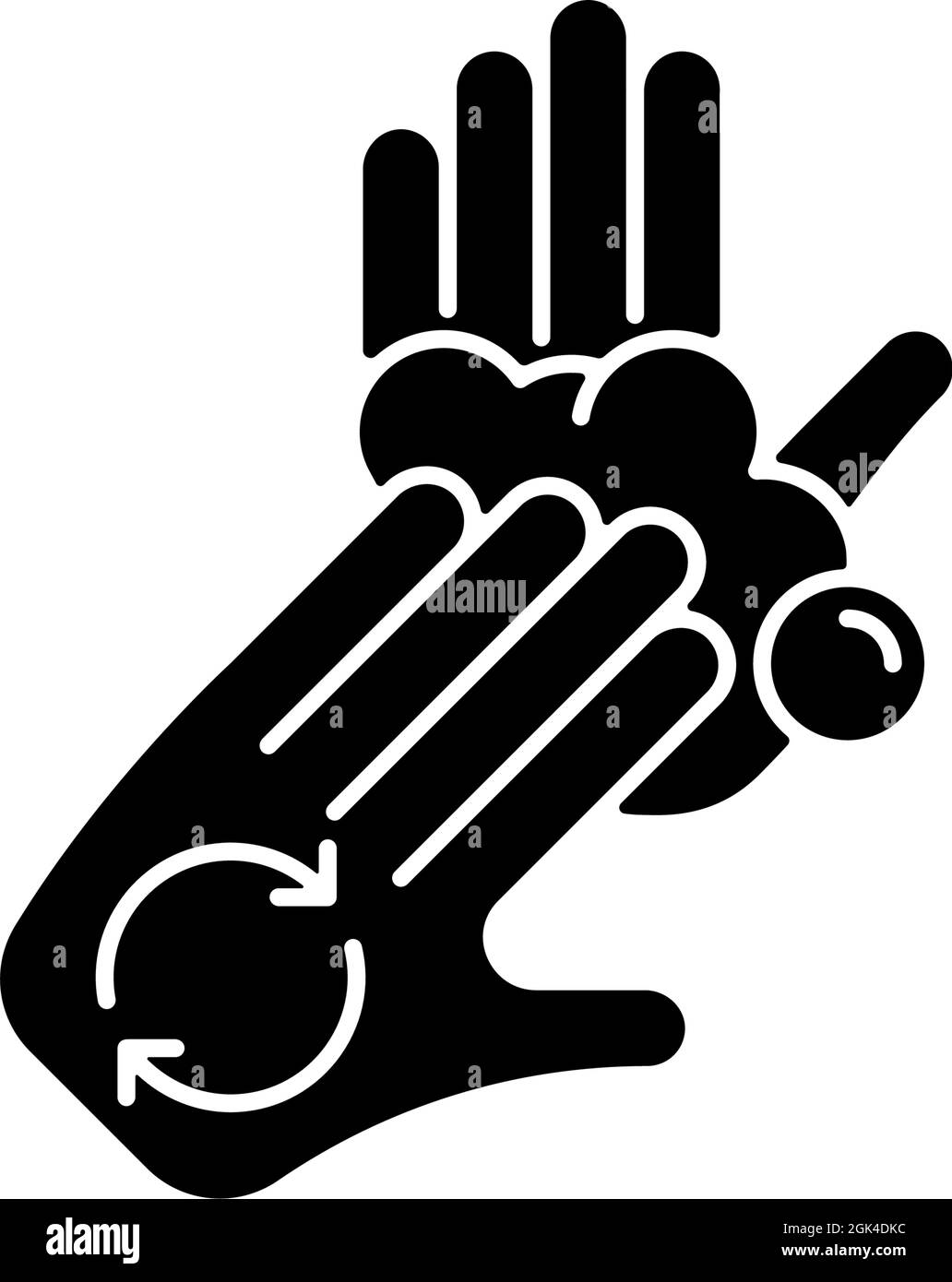 Rub palms with fingers black glyph icon Stock Vector