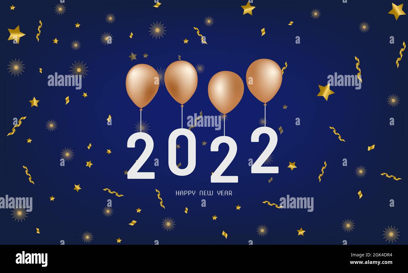 2022 new year celebration poster with balloons on navy blue gradient  background vector stock illustration Stock Vector Image & Art - Alamy