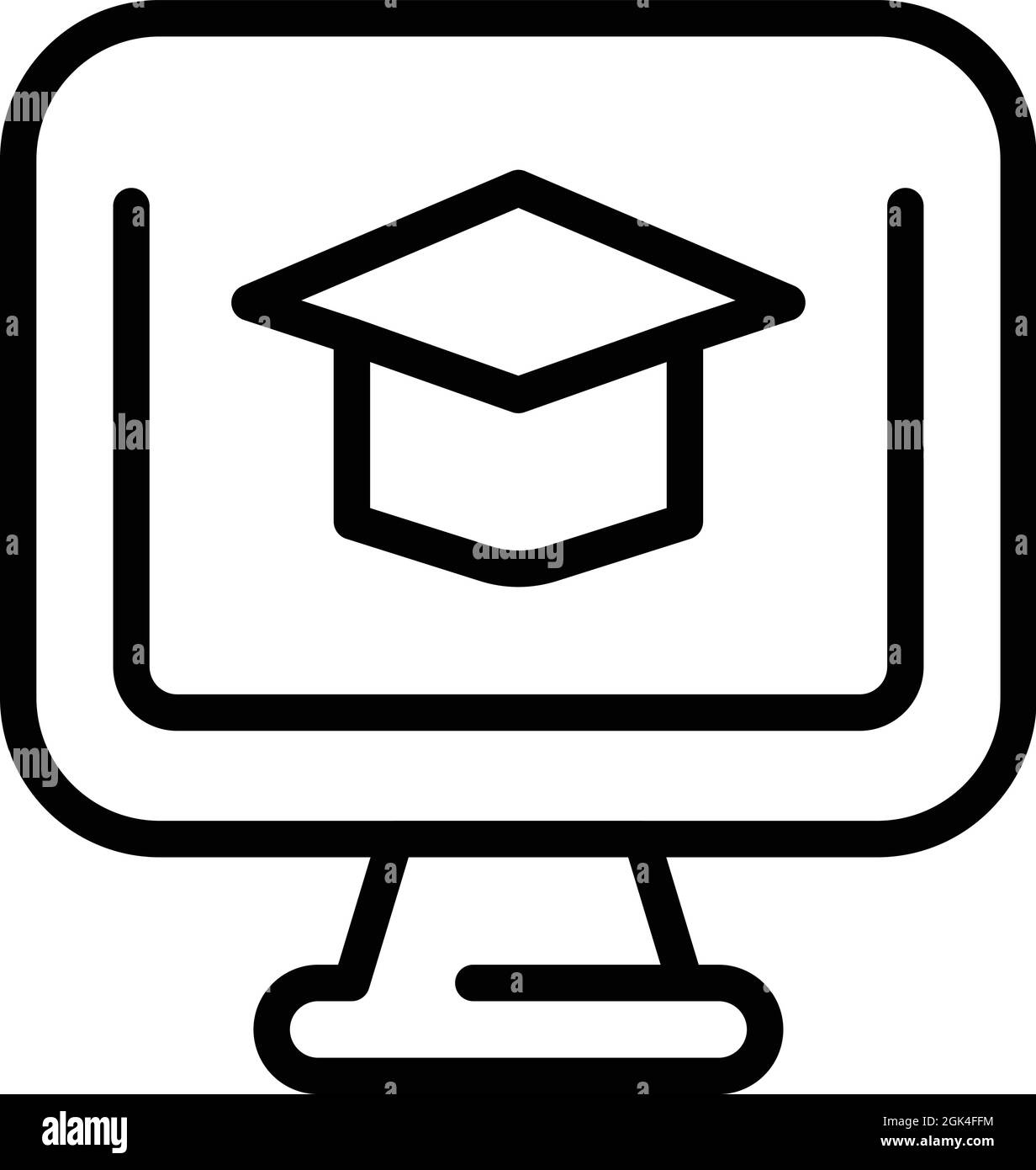 Monitor learning icon outline vector. School training. Learn online Stock Vector