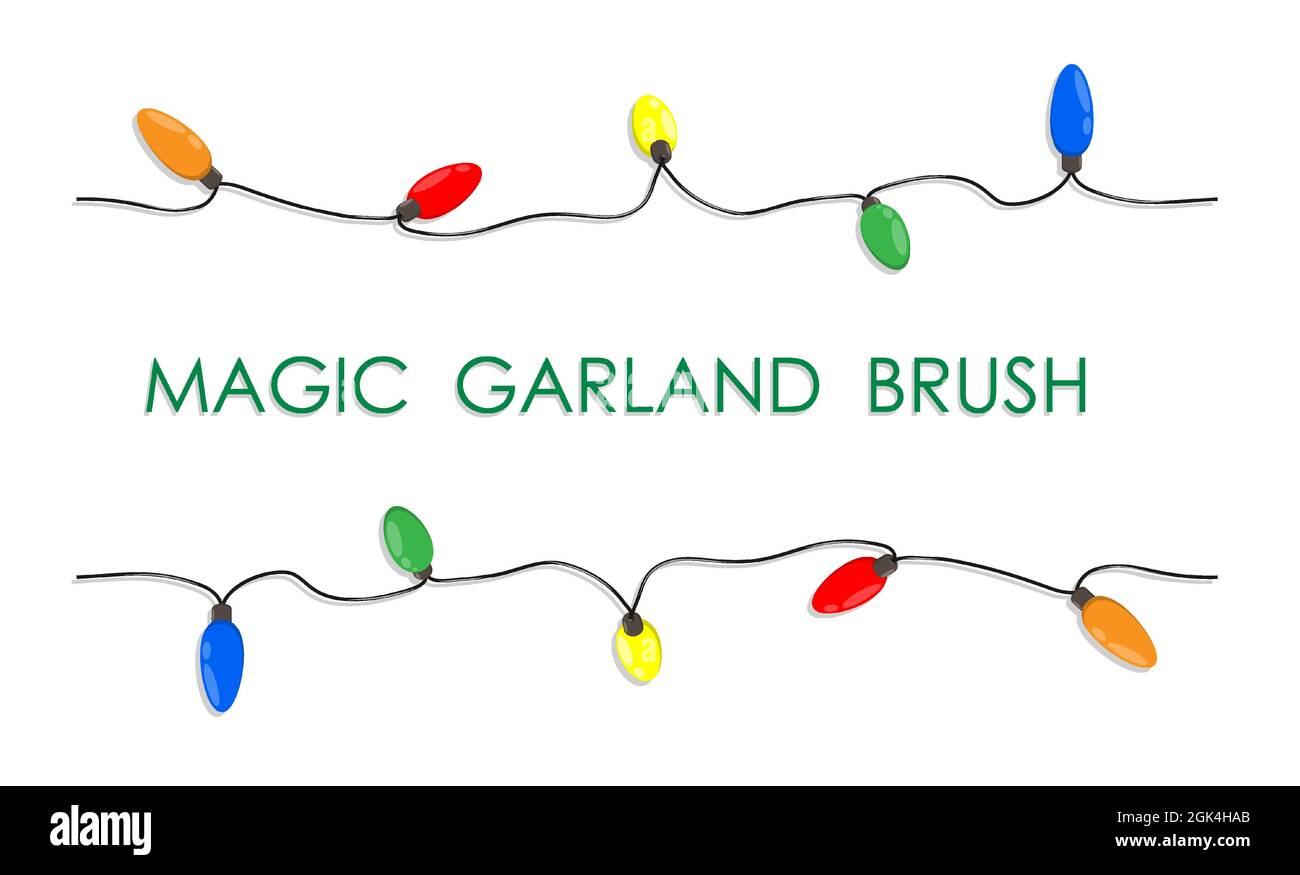 multi colored Christmas lights for garlands BRUSH. Decorating Christmas tree with lights and