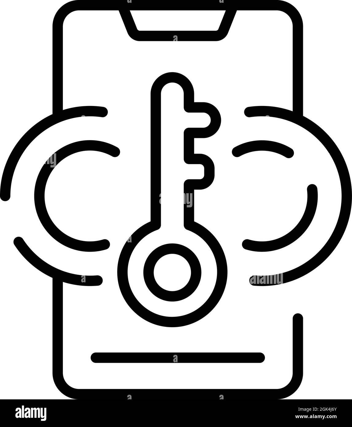 Privacy phone icon outline vector. Secure password. Mobile login Stock ...
