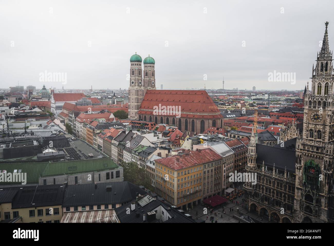 Aerial view of Munich and Frauenkirche church - Munich, Bavaria ...